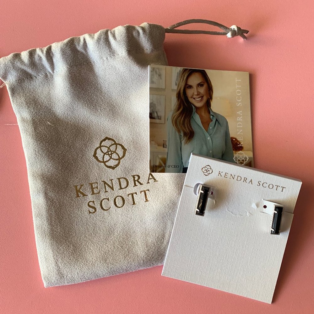 NWT - Kendra Scott Lady Black Silver Earrings